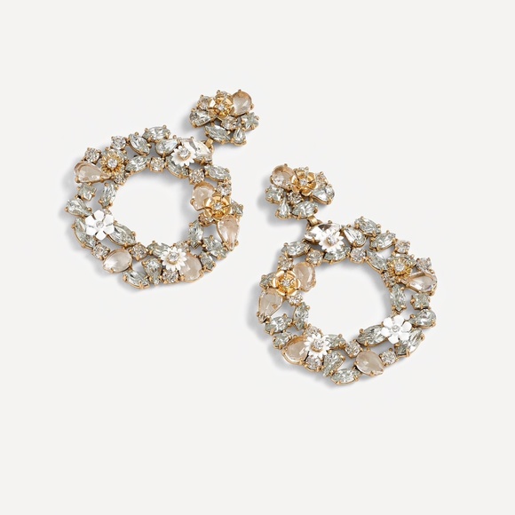 J. Crew Jewelry - New J.CREW Colorful Floral Hoop Earrings Crystal